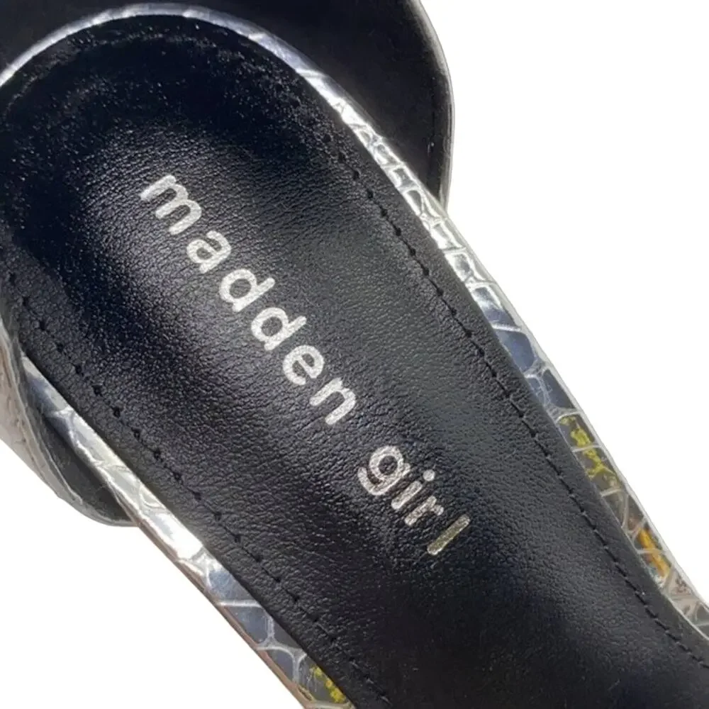 New Madden Girl Silver Snake Heels
